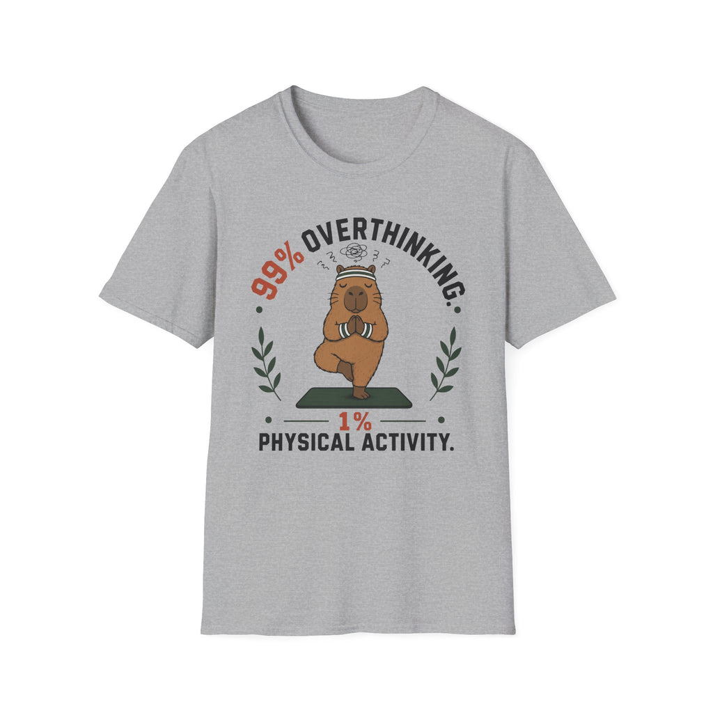 99% Overthinking 1% Physical Activity Funny Capybara T-Shirt